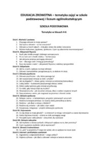 Edukacja zdrowotna – tematyka zajęć Edukacja zdrowotna – tematyka zajęć